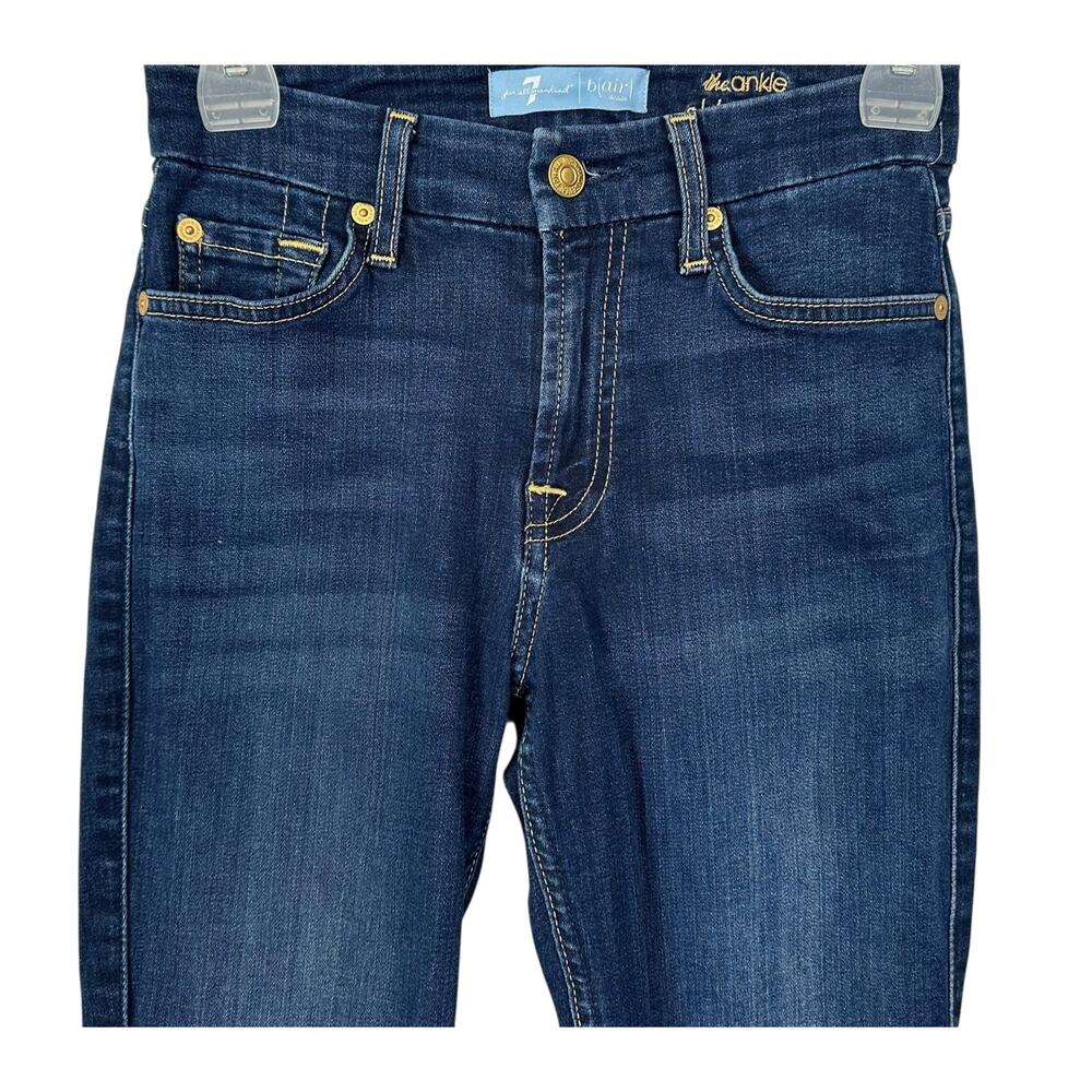 7 for All Mankind b(air) Denim The Skinny Ankle Jeans Dark Wash Size 24 - Picture 3 of 10